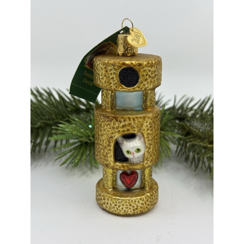 Old World Christmas Cat Tower Ornament  New Tags Box